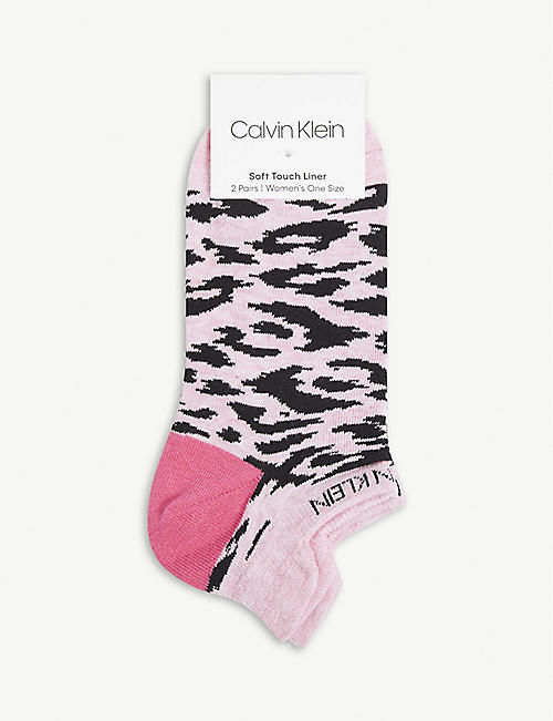 CALVIN KLEIN: Logo-embroidered cotton-blend socks pack of two