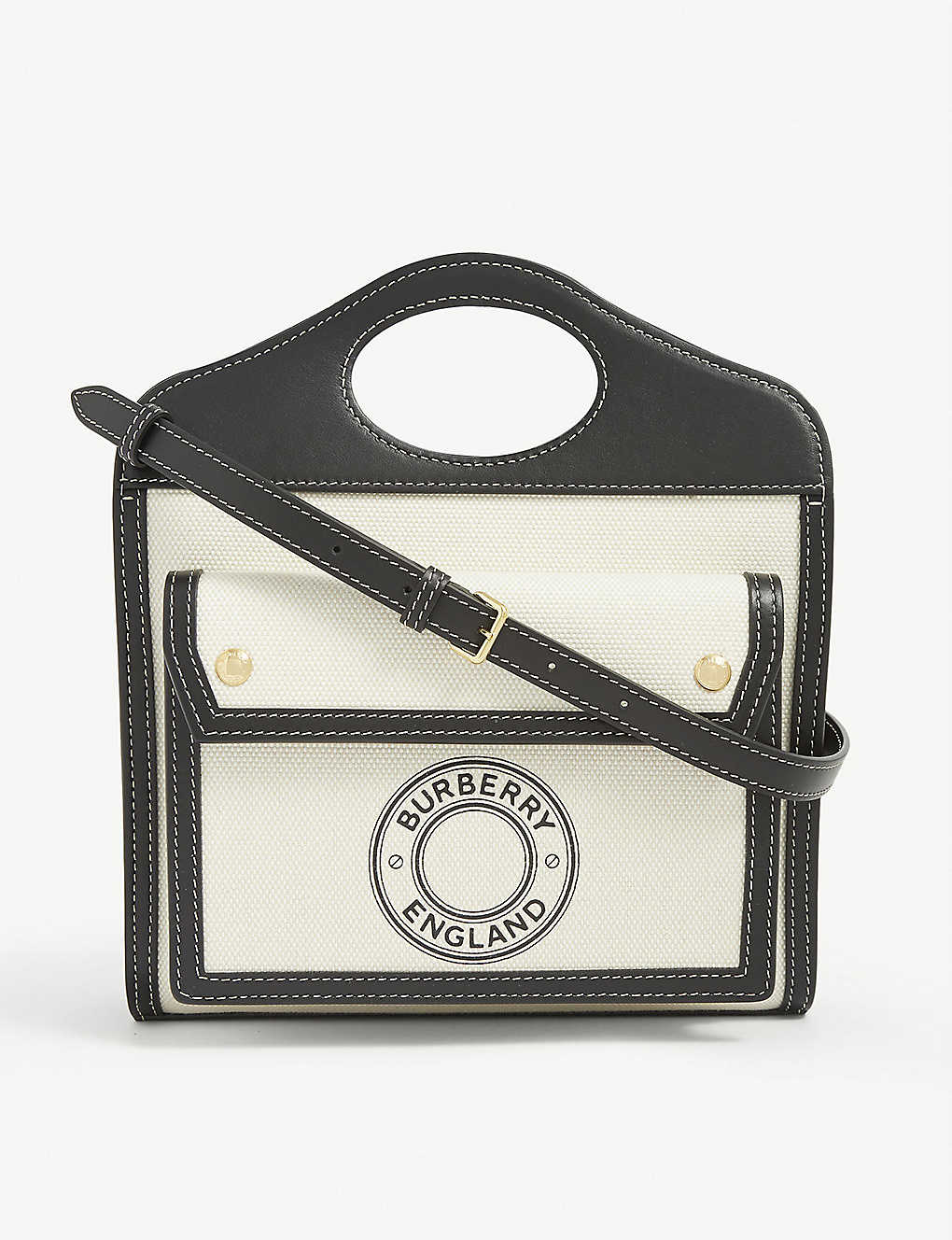 Mini logo-print canvas and leather pocket bag(8698897)