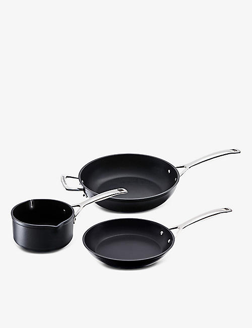 LE CREUSET: Toughened Non-Stick aluminium saucepans set of three