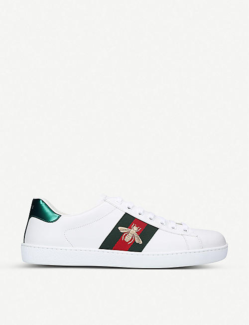 GUCCI: Men's New Ace Bee leather trainers