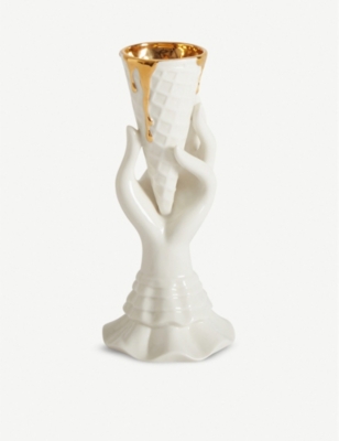JONATHAN ADLER: Gilded Muse I-Scream porcelain vase 17.8cm