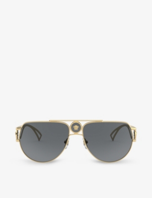 VERSACE: VE2225 aviator-frame glass and metal sunglasses
