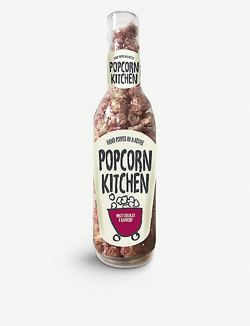 POPCORN KITCHEN: White Chocolate and Raspberry popcorn gift bottle 80g