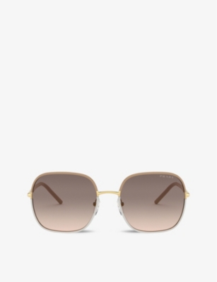 PRADA: PR 67XS 58 rectangle-frame metal sunglasses