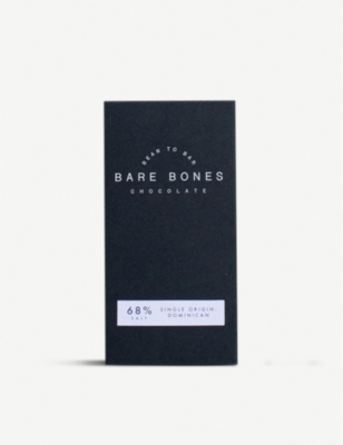 BARE BONES: Bare Bones Dominican Republic 68% salted dark chocolate bar 70g