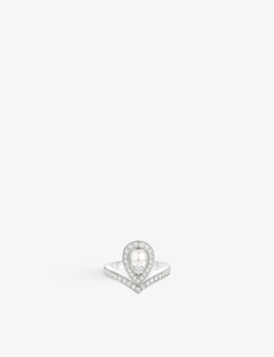 CHAUMET: Joséphine Aigrette 18ct white-gold, diamond and pearl ring