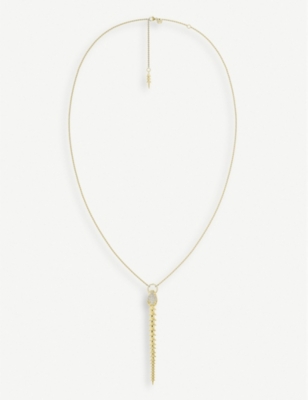 SHAUN LEANE: Serpent Trace yellow gold-plated vermeil sterling silver diamond necklace
