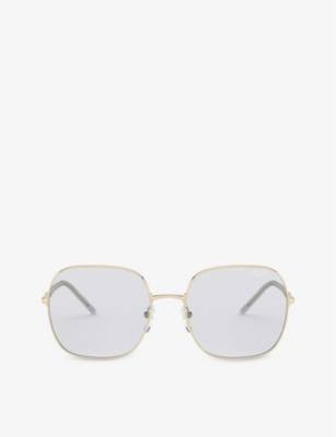 PR 67XS 58 rectangle-frame gold-tone metal sunglasses(9000870)