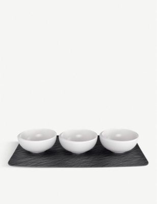 VILLEROY & BOCH: NewMoon porcelain dip bowl and platter set of four