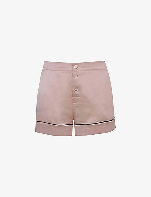 AGENT PROVOCATEUR: Piped mid-rise silk pyjama shorts
