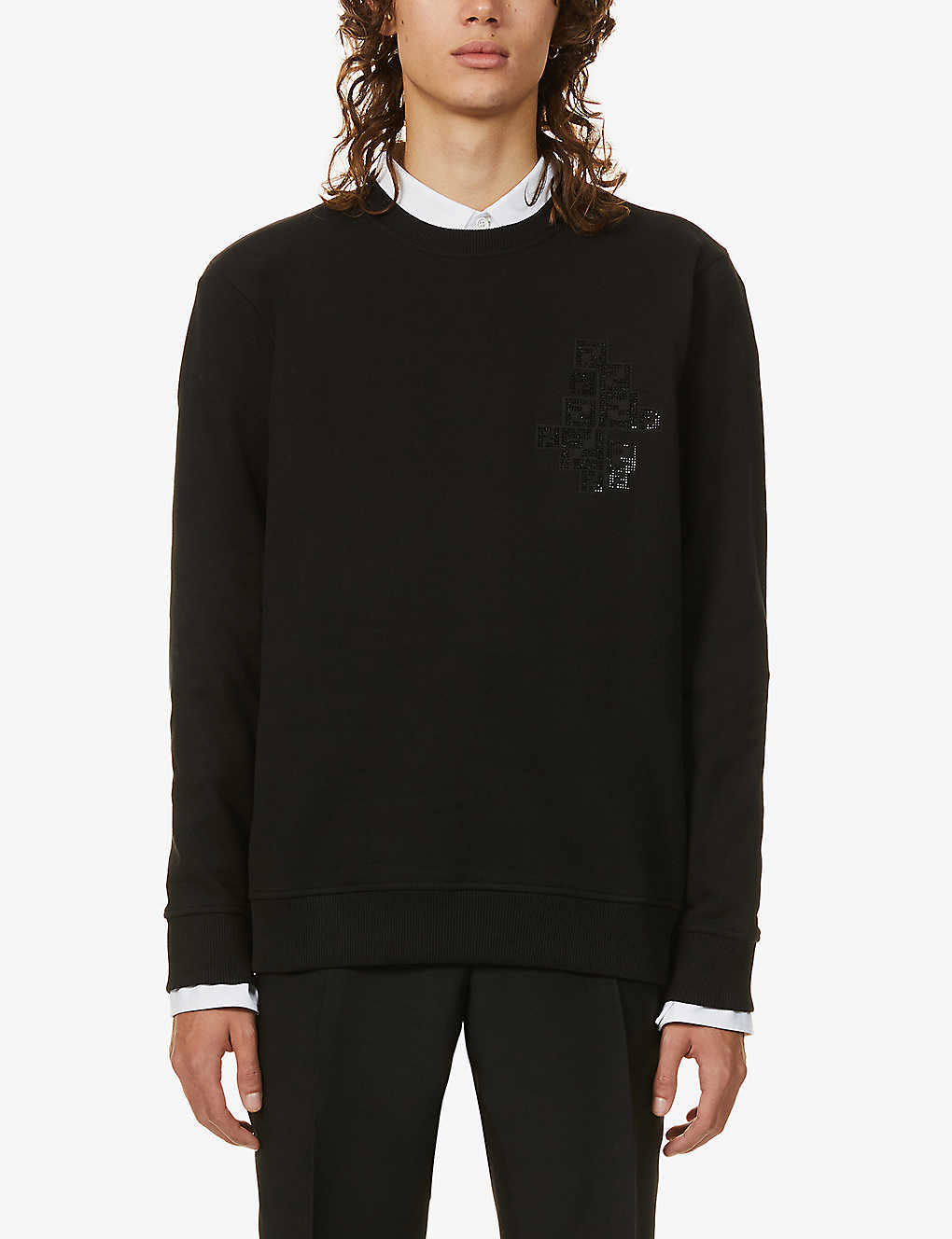 Strass-embellished cotton-jersey sweatshirt(8865649)