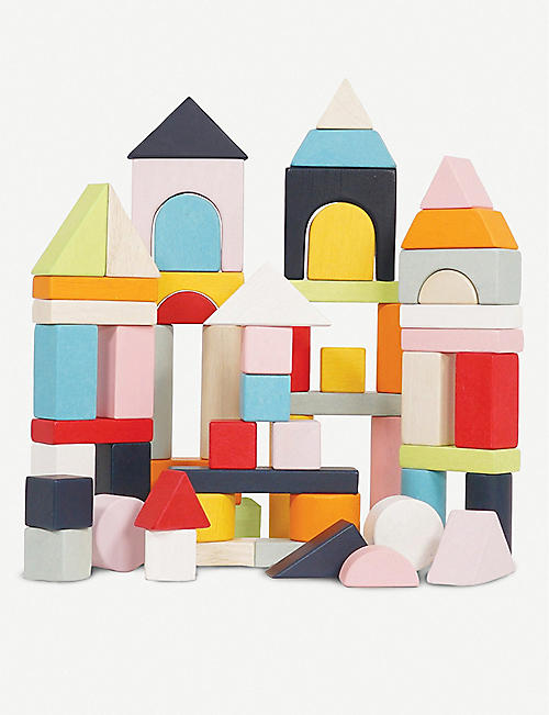 LE TOY VAN: 60 wooden building blocks and cotton bag set