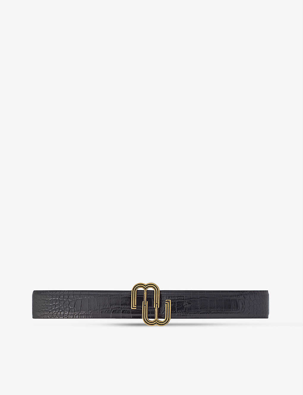 Logo-buckle croc-embossed leather belt(8827350)