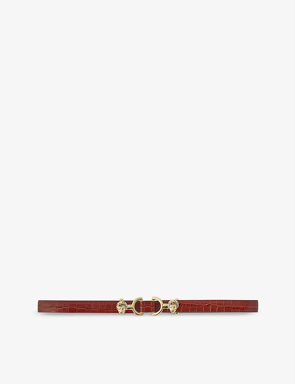 Amor horsebit-embellished croc-embossed leather belt(8829592)
