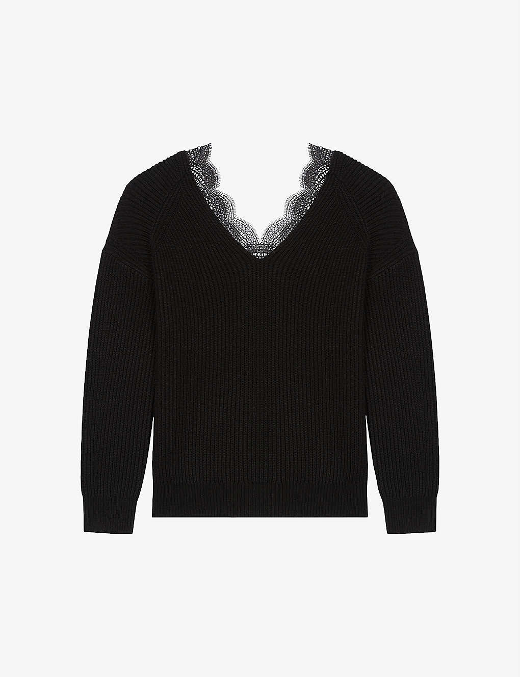 Mathilde lace-trim wool-blend jumper(8893079)