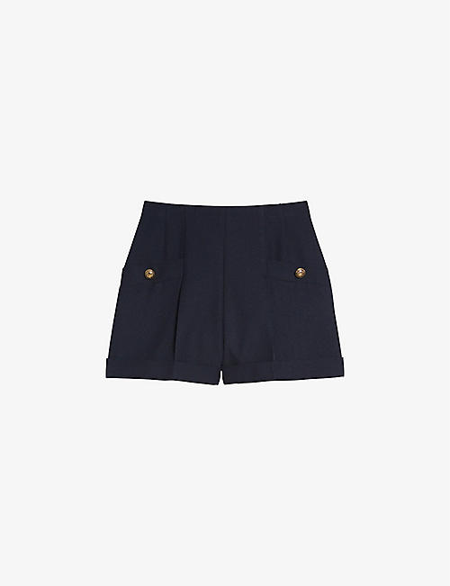 SANDRO: High-waisted wool-blend shorts