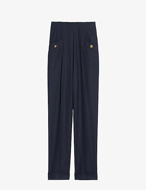 SANDRO: Sieny wide-leg wool-blend trousers