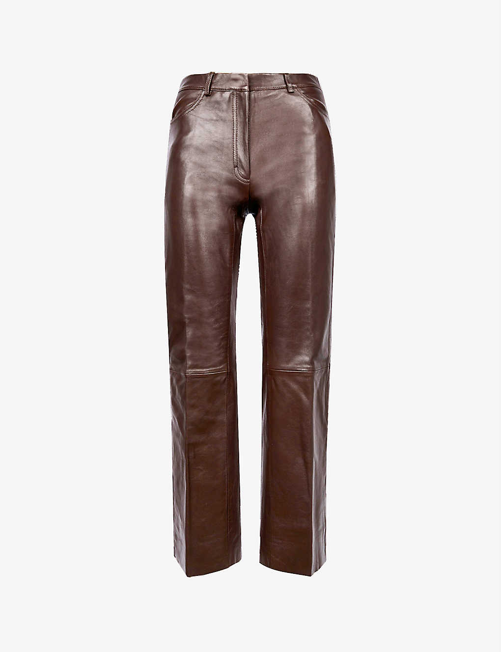 Bootcut mid-rise leather trousers(8941314)