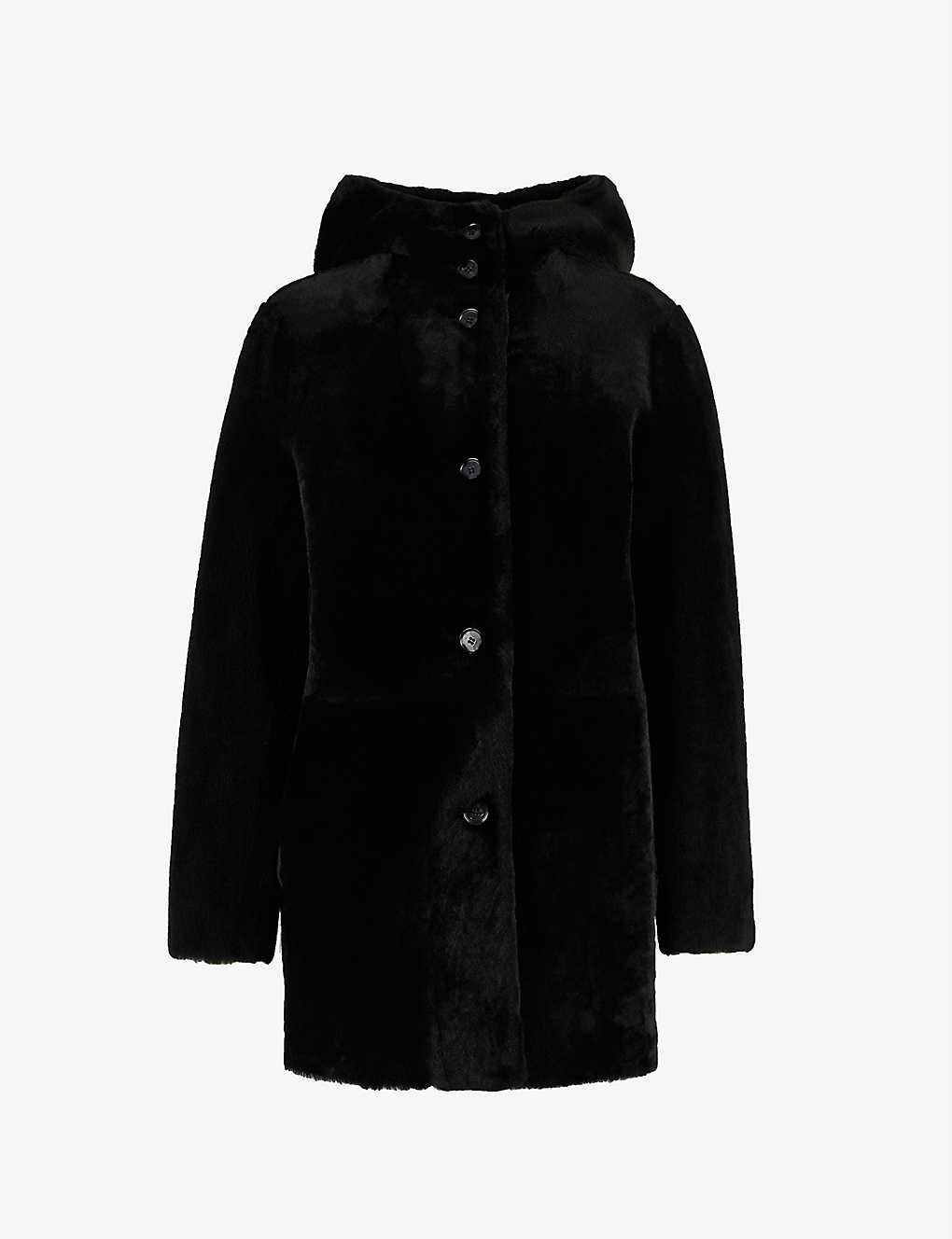 Gatina reversible shearling hooded coat(9143565)