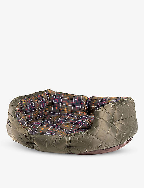 BARBOUR: Quilted checked cotton and shell dog bed