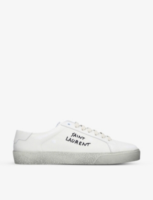 Court Classic distressed canvas and leather trainers(8841868)