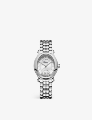 CHOPARD: 278602-3002 Happy Sport Oval stainless steel and diamond watch