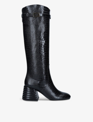 Promenade heeled crocodile-embossed leather boots(8987680)