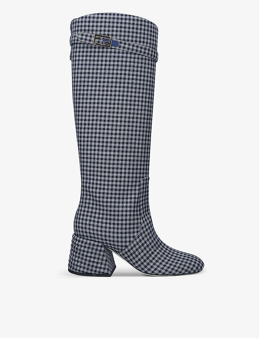 Promenade Vichy-print knee-high cotton boots(9003630)
