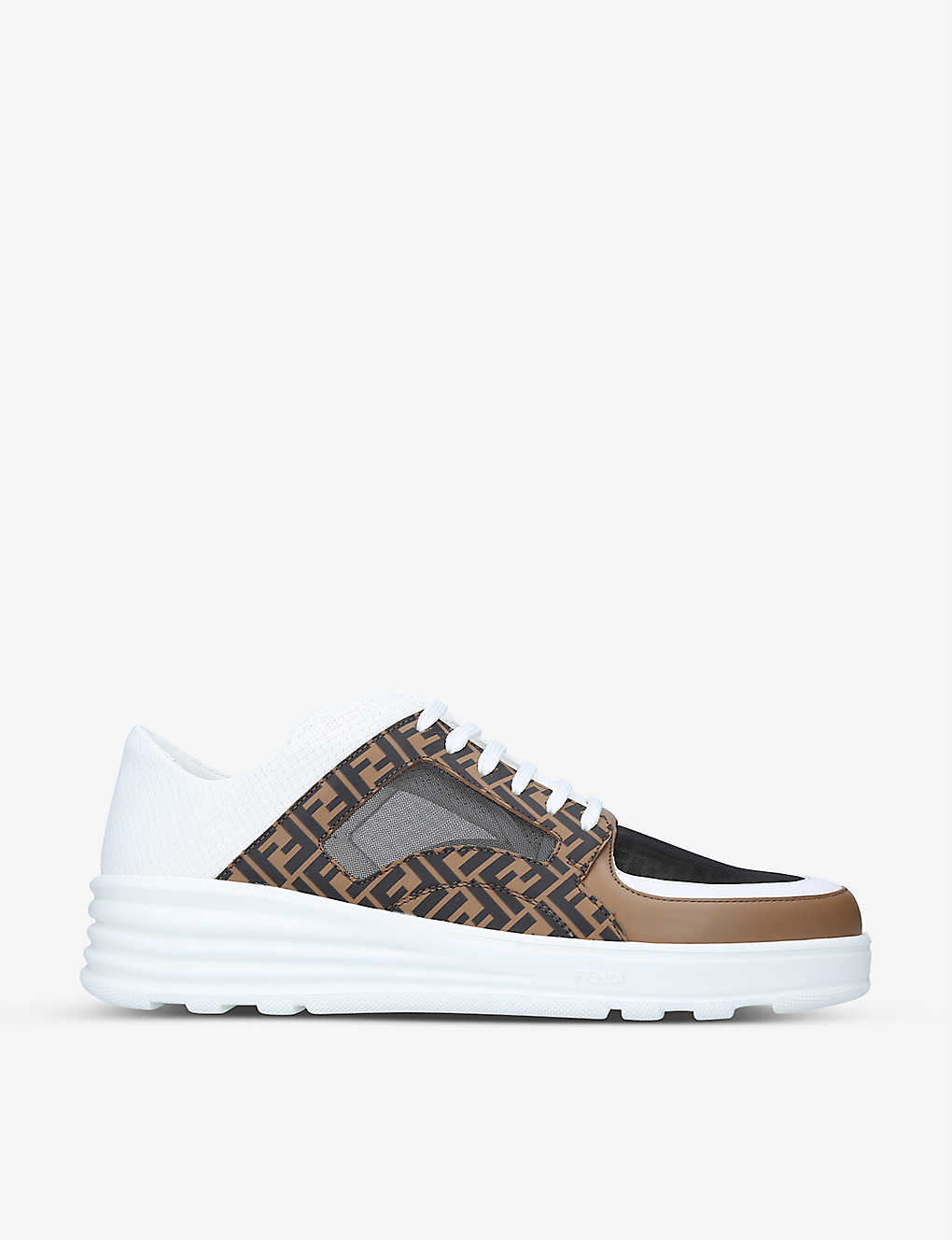 Logo-print woven and leather low-top trainers(8891422)
