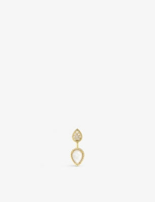 BOUCHERON: Serpent Boh&egrave;me 18ct yellow-gold, 0.16ct diamond and mother-of-pearl single earring