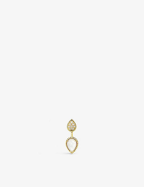 BOUCHERON: Serpent Boh&egrave;me 18ct yellow-gold, 0.16ct diamond and mother-of-pearl single earring