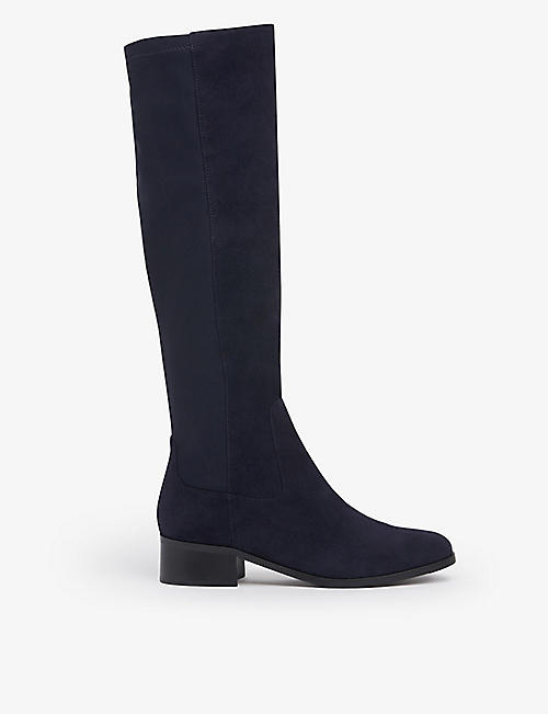 LK BENNETT: Bella suede and textile knee-high boots