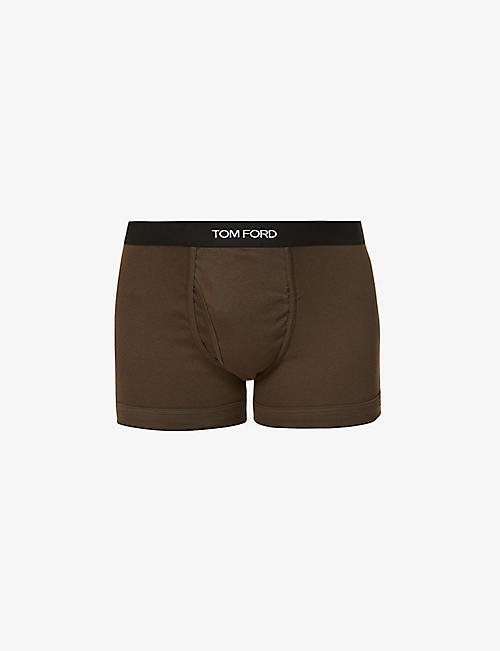 TOM FORD: Branded-waistband fitted stretch-cotton trunks
