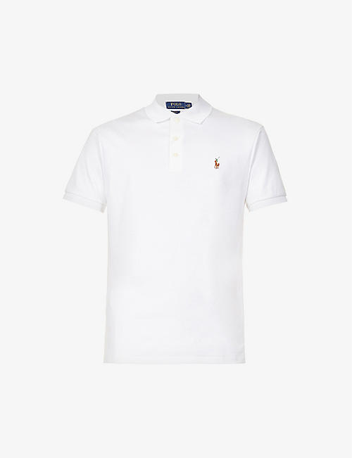 POLO RALPH LAUREN: Short-sleeved logo-embroidered custom slim-fit cotton-jersey polo shirt