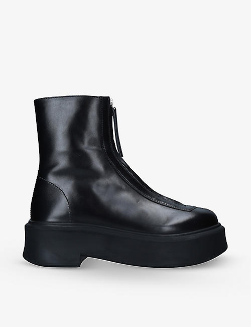 THE ROW: Zipped chunky-sole leather ankle boots