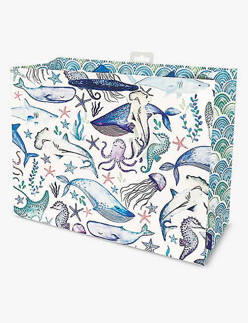 DEVA DESIGNS: Sea Whales graphic-print gift bag 35cm
