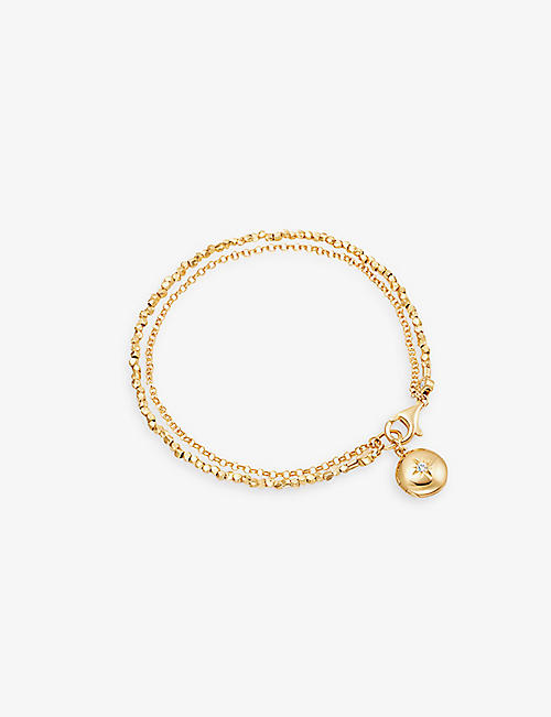 ASTLEY CLARKE: Biography 18ct yellow gold-plated vermeil sterling silver and white sapphire locket bracelet