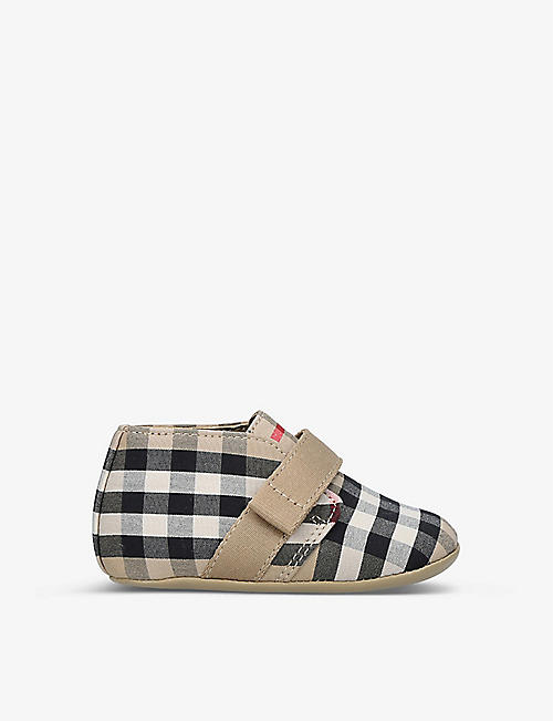BURBERRY: Charlton vintage check-print cotton booties 0-6 months
