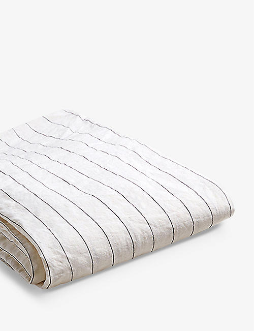 PIGLET IN BED: Luna stripe-print linen duvet cover