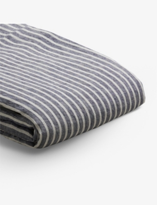 PIGLET IN BED: Midnight Stripe linen duvet cover