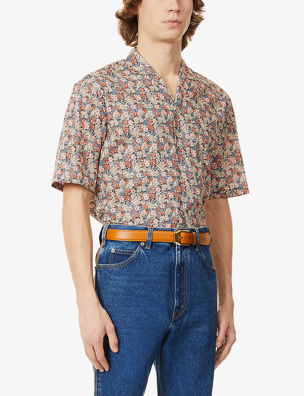 Gucci x Liberty Mary rose-print cotton-poplin bowling shirt(8979396)