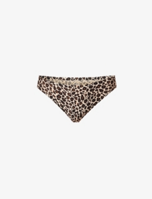 CHANTELLE: Leopard-print mid-rise stretch-jersey thong