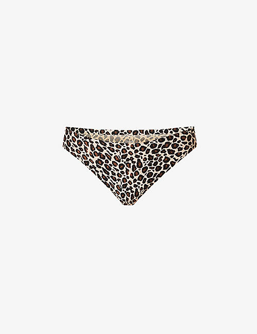 CHANTELLE: Leopard-print mid-rise stretch-jersey thong