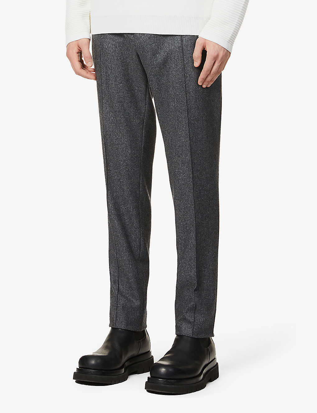 Drawstring mid-rise wool trousers(9072425)