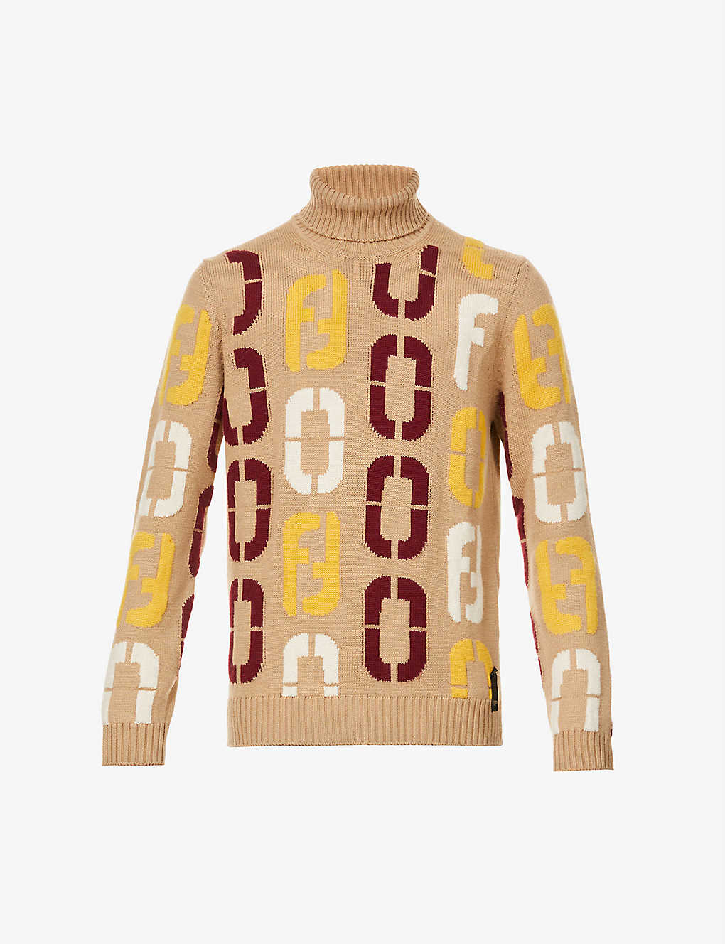 Brand-pattern turtleneck wool jumper(9090261)