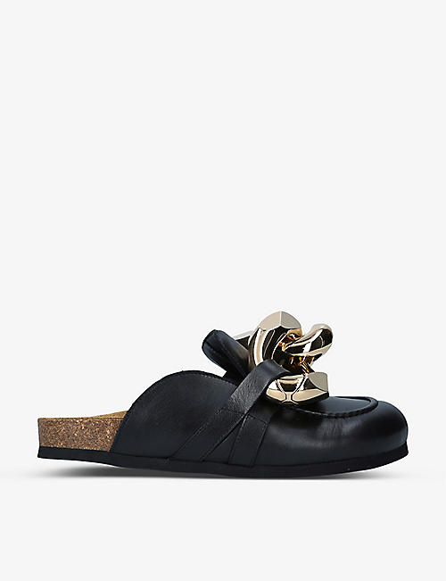 JW ANDERSON: Chain-embellished leather loafers