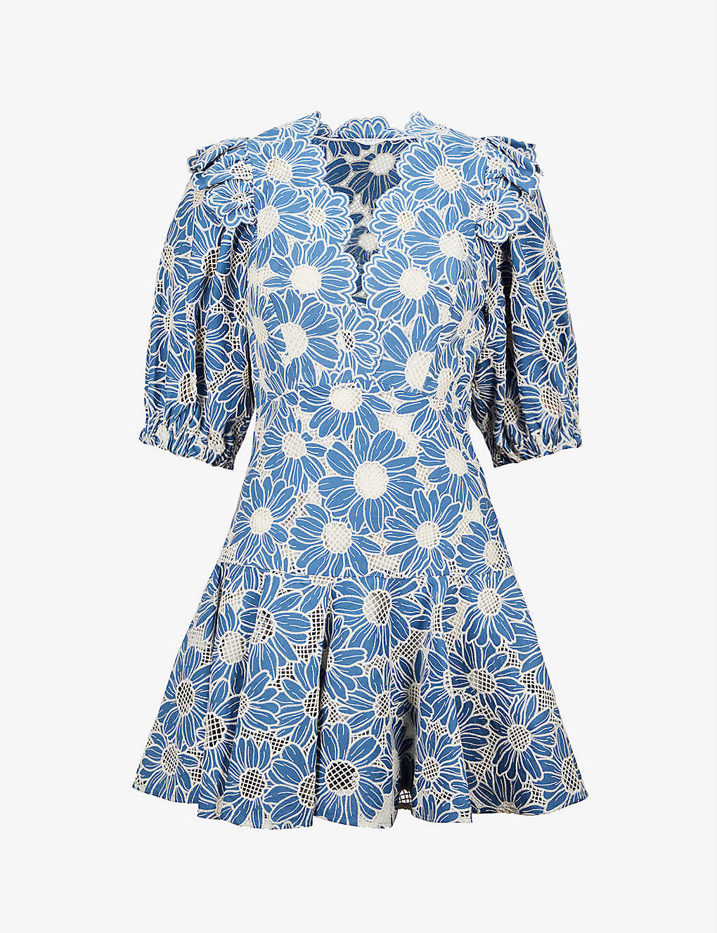 Audrey floral-embroidered cotton mini dress(9138230)
