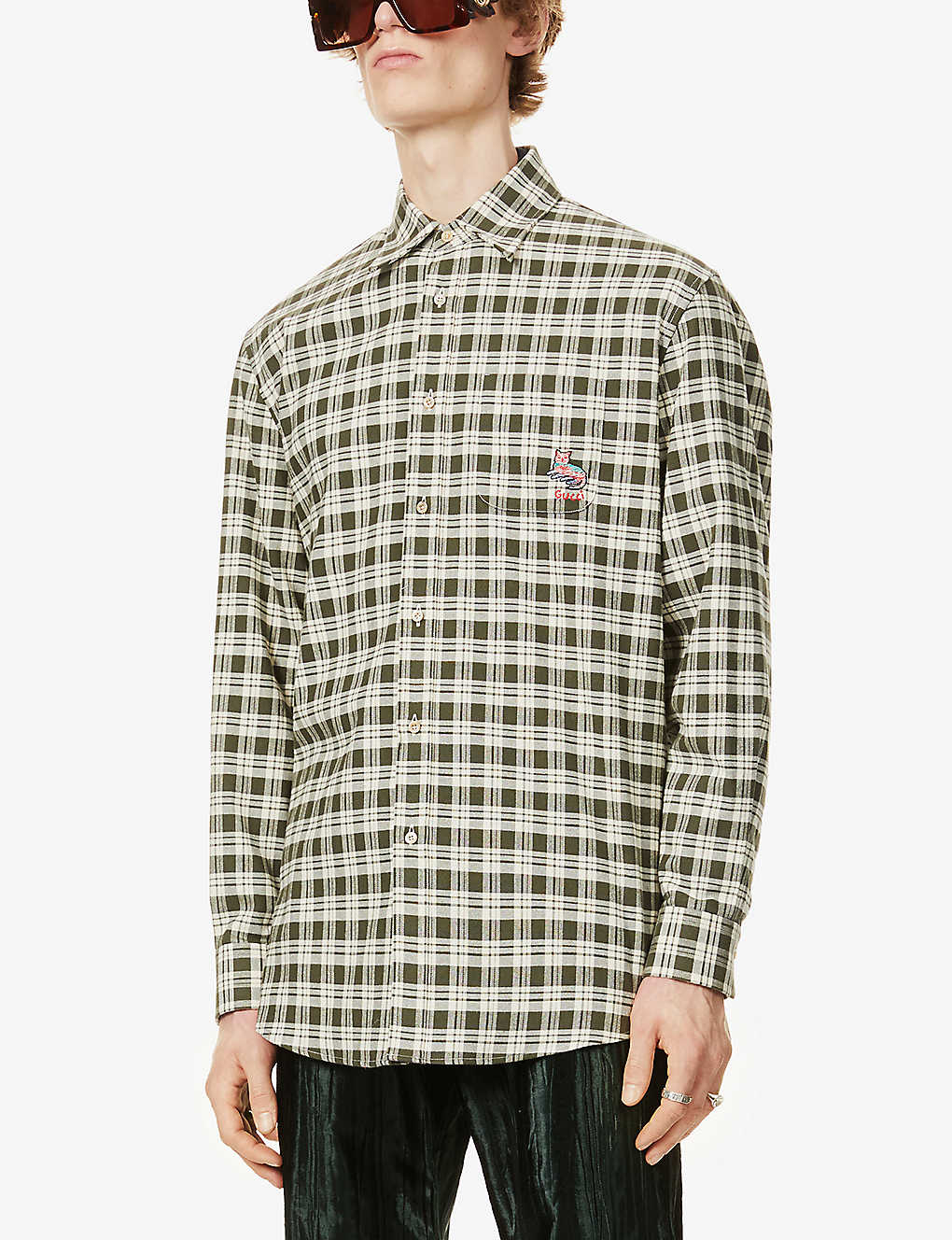 Brand-embroidered checked cotton shirt(9022091)