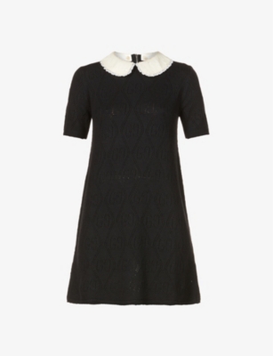 Sequinned-collar wool mini dress(9127216)