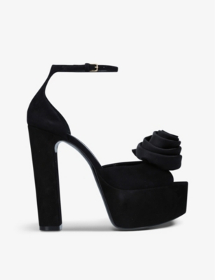 Jodie flower top suede platform heels(9203077)